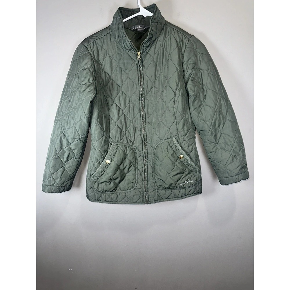 Eddie Bauer Women's Quilted Jacket Size S Green Full Zip Lightweight Puffer Coat